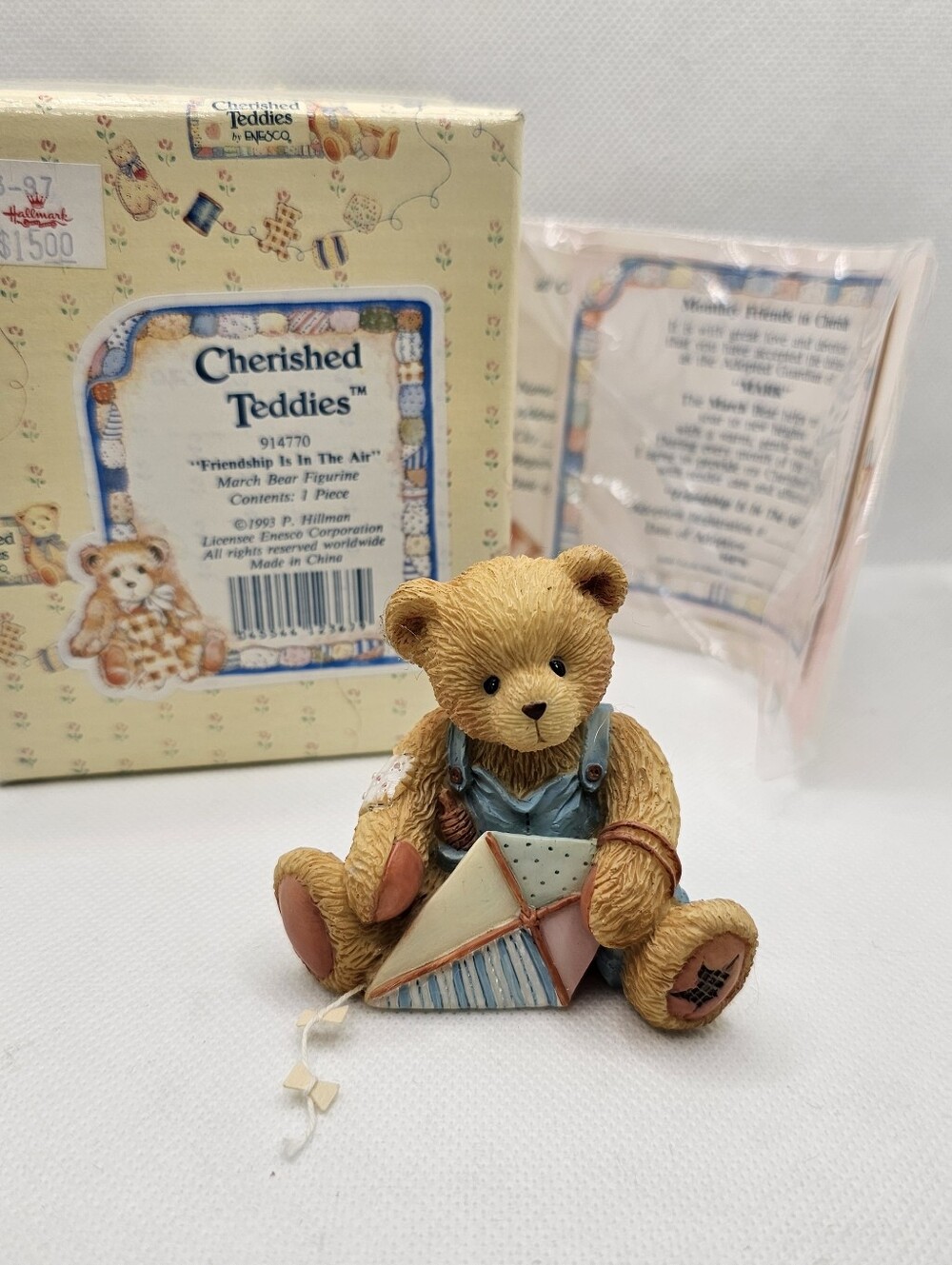 New Cherished Teddies Figurine MARK March boy bear kite Friendship air birthday